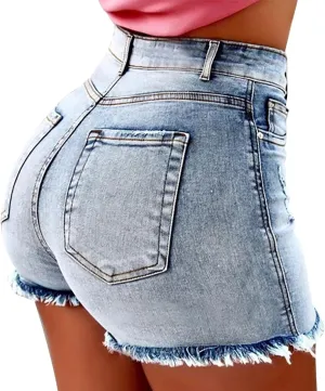 Women's High Waist Denim Shorts High Waisted Distressed Denim Shorts Juniors Vintage Casual Summer Denim Shorts