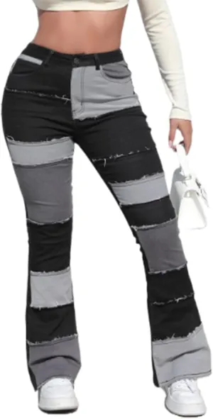 Womens High Waisted Bell Bottom Jeans Denim High Rise Flare Jean Pants Ripped Skinny Stretch Wide Leg Jeans