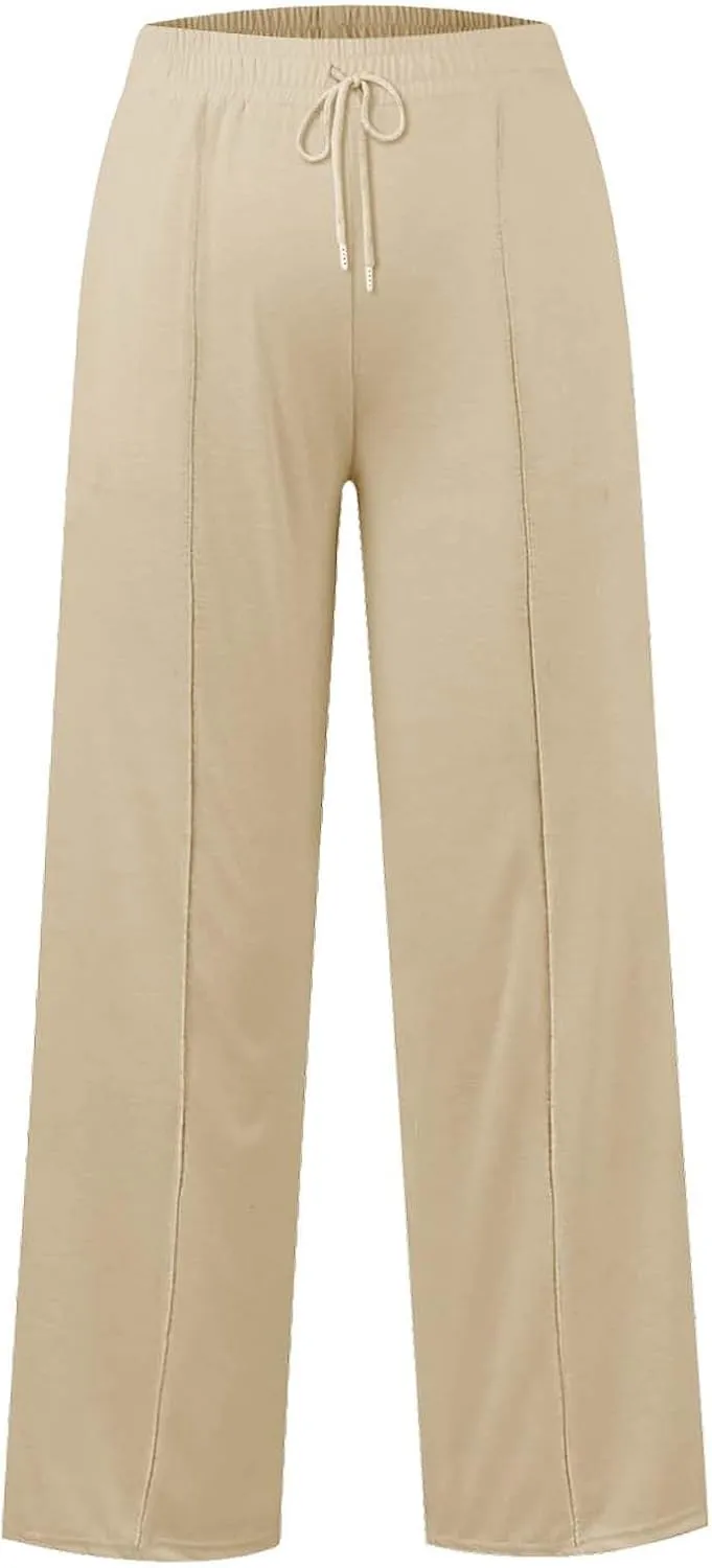 Womens High Waisted Wide Leg Lounge Sweat Pants Baggy Loose Athletic Joggers Pants Drawstring Comfy Flare Sweatpants