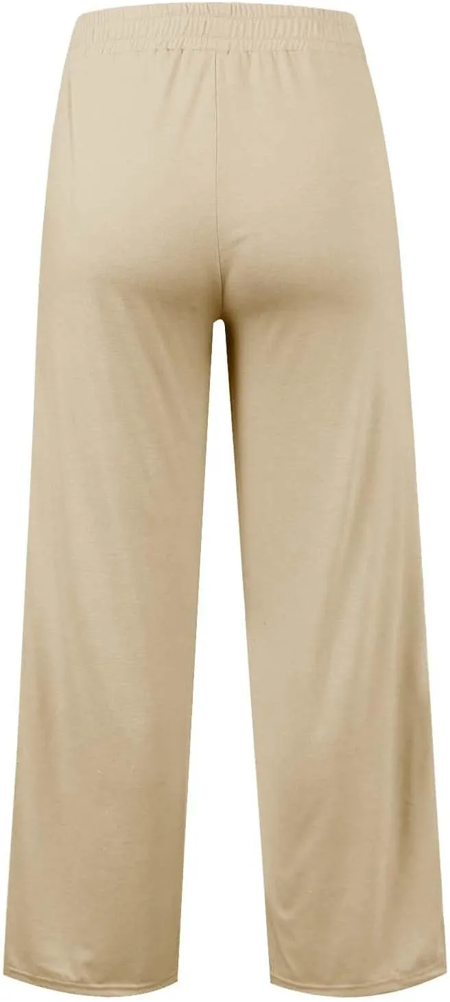 Womens High Waisted Wide Leg Lounge Sweat Pants Baggy Loose Athletic Joggers Pants Drawstring Comfy Flare Sweatpants