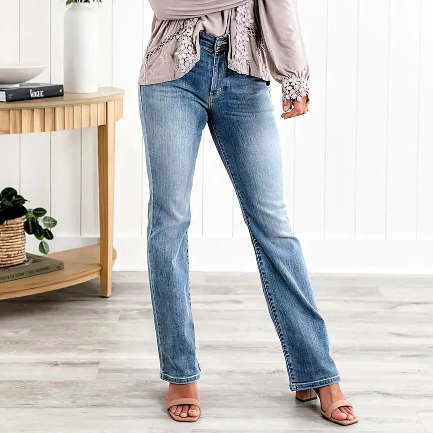 Womens Jeans Lace Poket Waisted Pants Trousers Up Womens Casual Women's Jeans Trendy Jeans for Women 2024