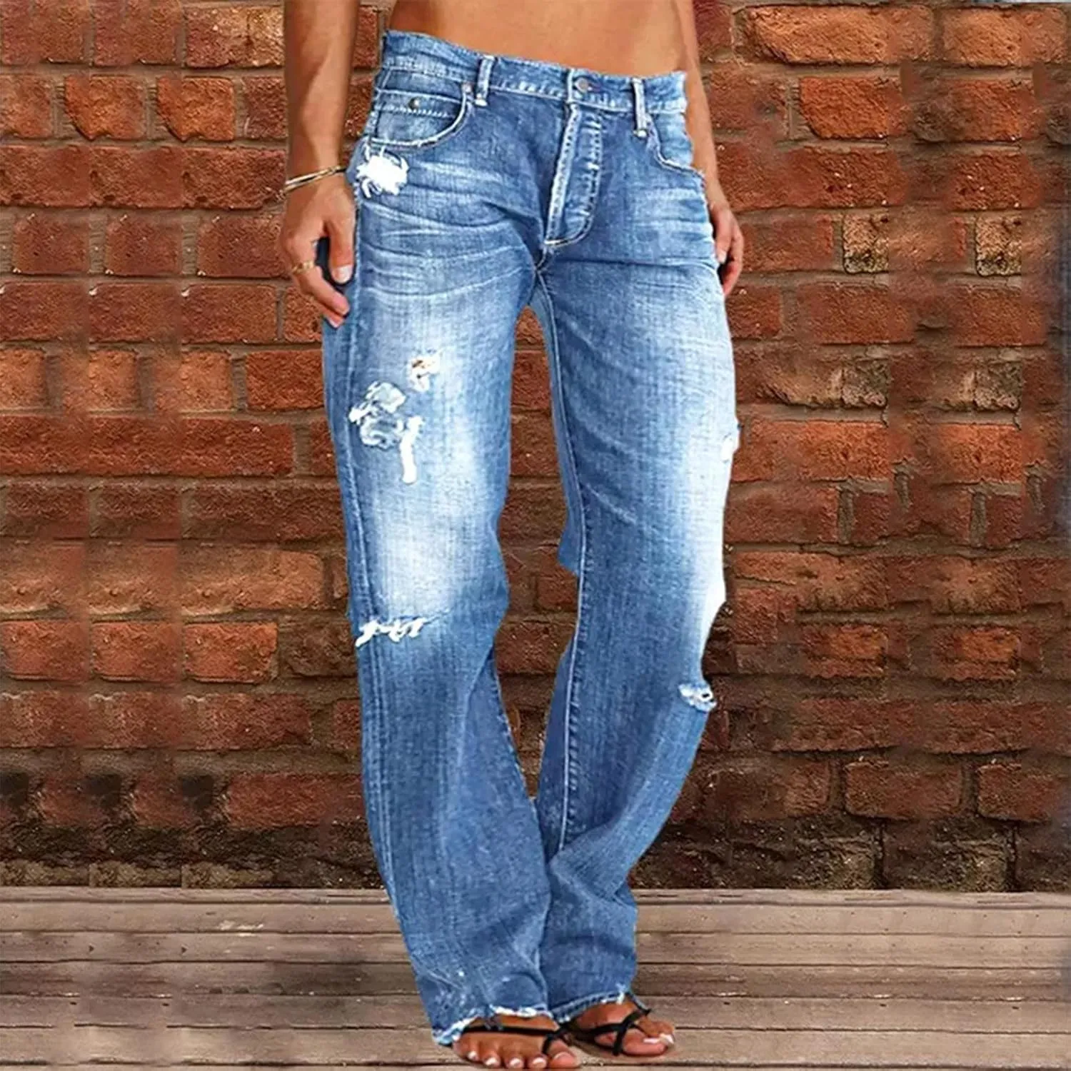 Womens Jeans Lace Poket Waisted Pants Trousers Up Womens Casual Women's Jeans Trendy Jeans for Women 2024