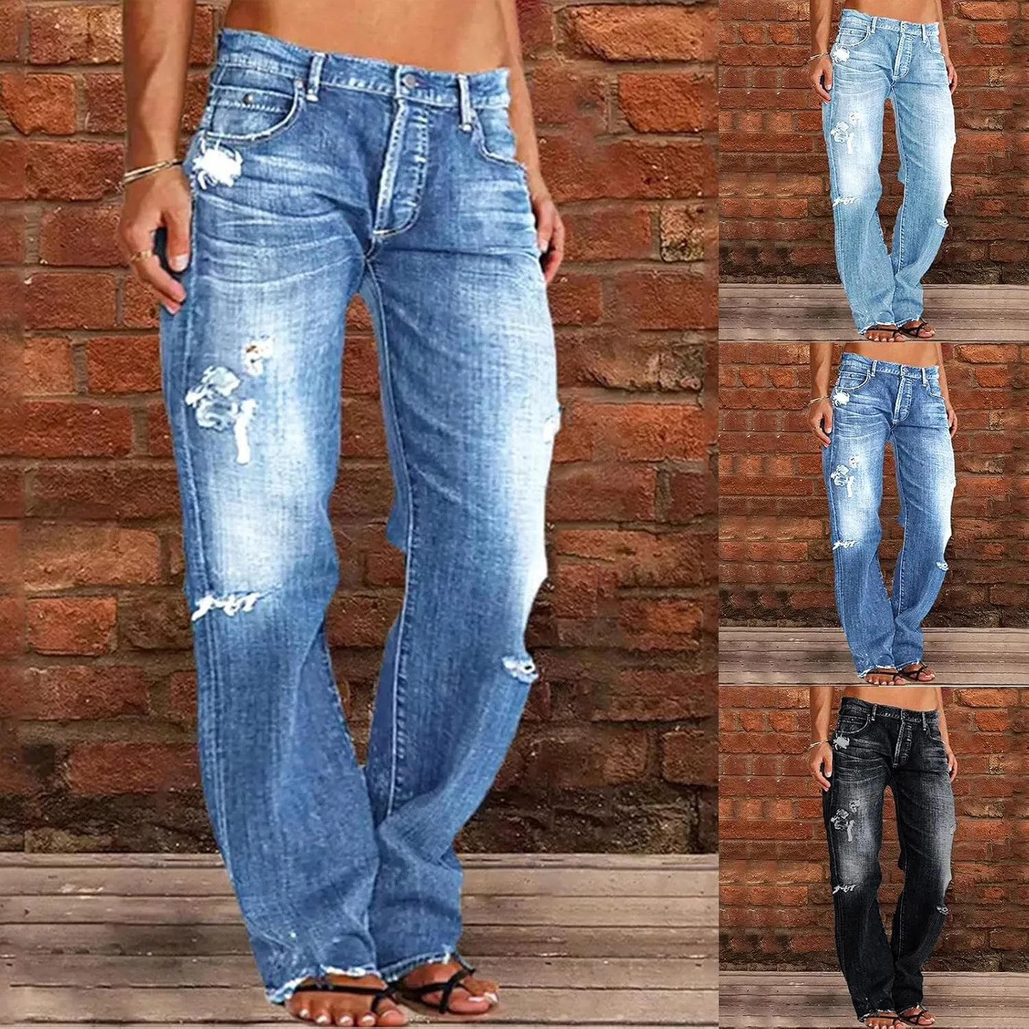 Womens Jeans Lace Poket Waisted Pants Trousers Up Womens Casual Women's Jeans Trendy Jeans for Women 2024