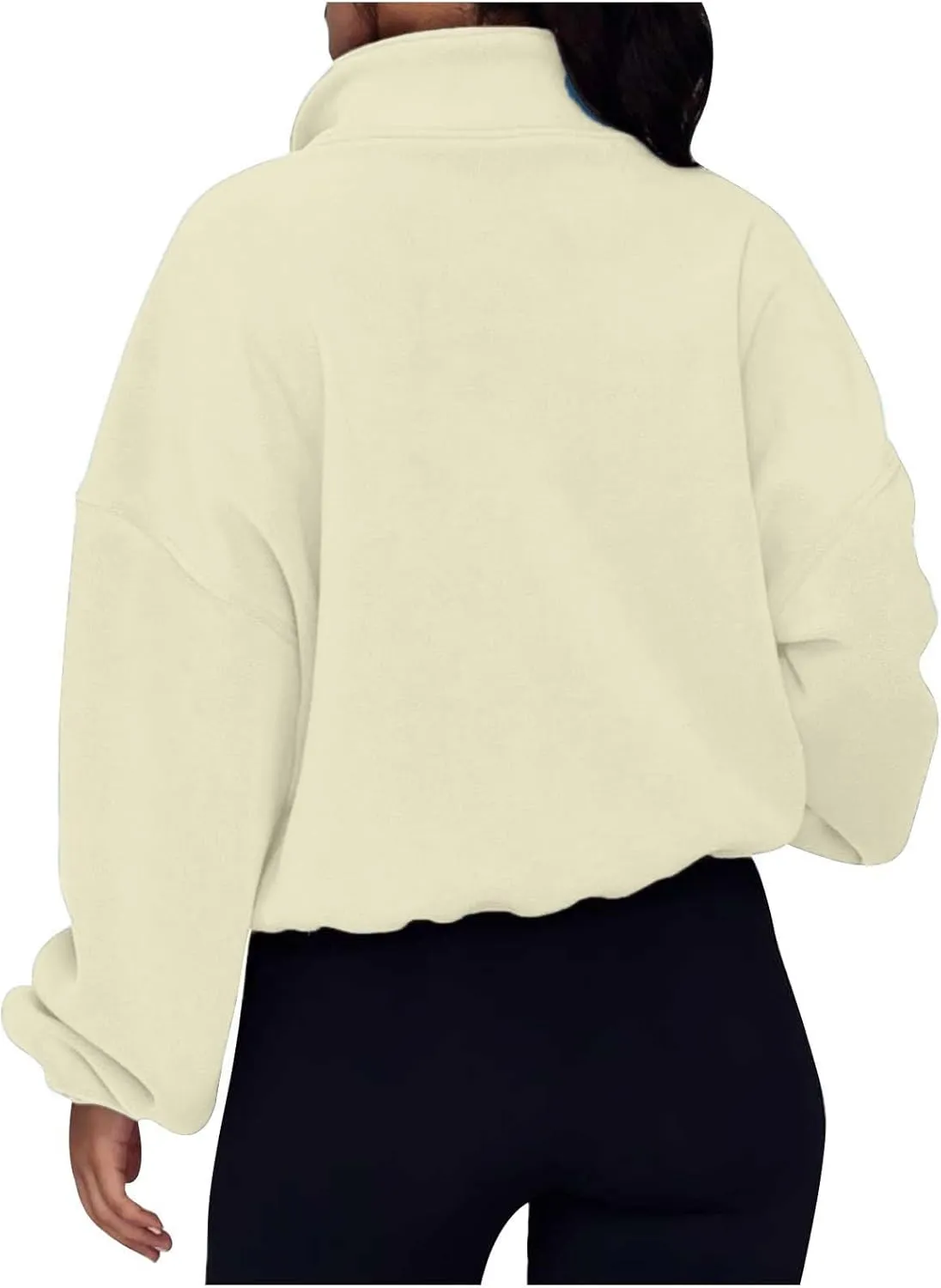 Womens Quarter Zip Hoodies Cropped Sweatshirts Long Sleeve Fleece Half Zip Sweatshirts Fall Outfits Clothes Pullover