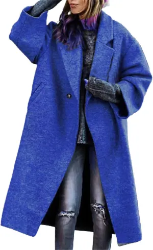 Women's Reversible Plaid Wool Blend Overcoat Fleece Notched Collar Double Breasted Pea Coat