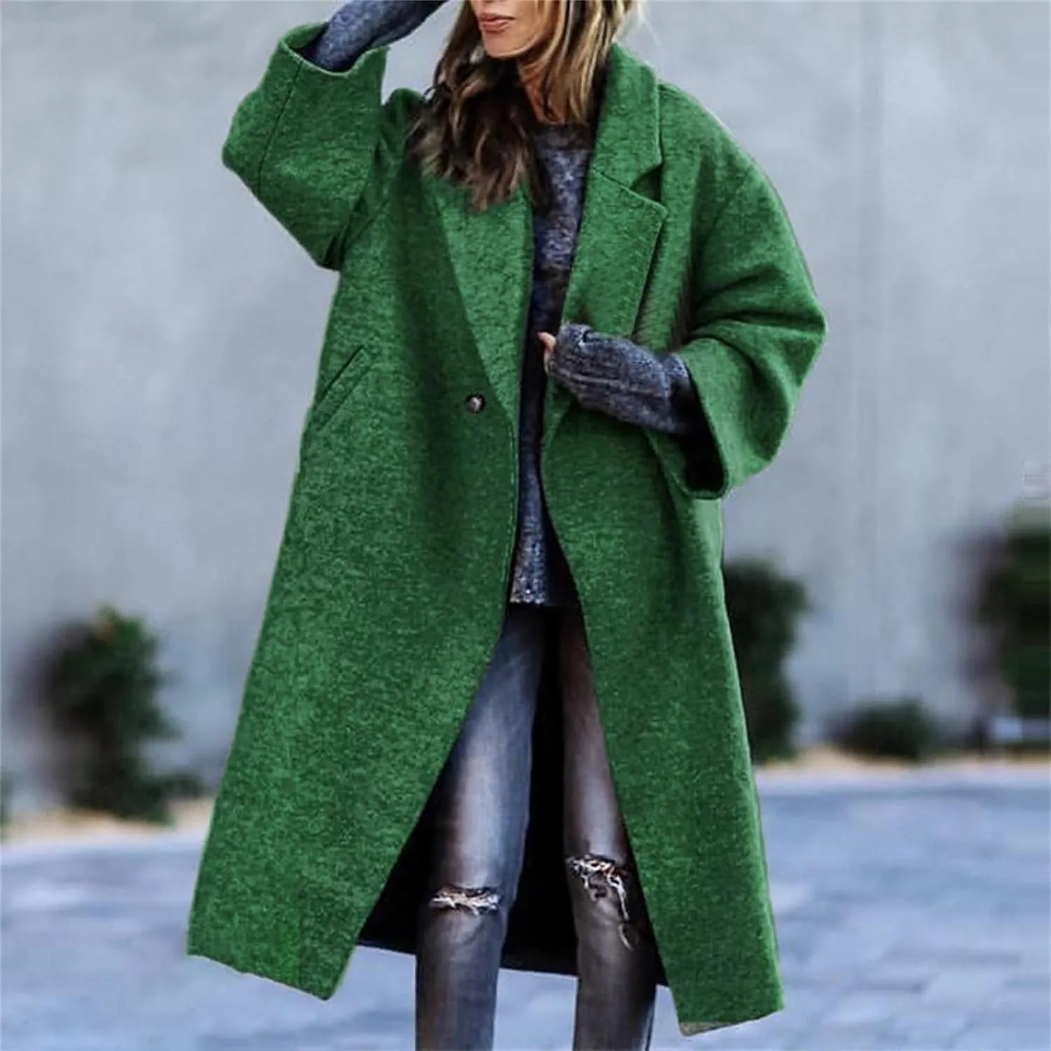 Women's Reversible Plaid Wool Blend Overcoat Fleece Notched Collar Double Breasted Pea Coat