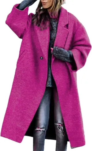 Women's Reversible Plaid Wool Blend Overcoat Fleece Notched Collar Double Breasted Pea Coat