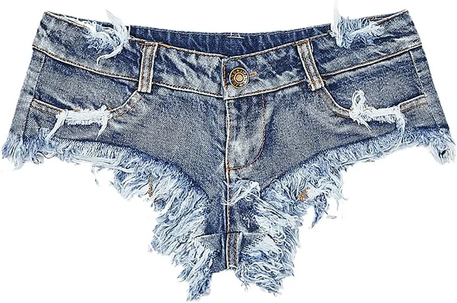 Womens Sexy Mini Denim Shorts Low Rise Cheeky Jeans Shorts Hot Pants