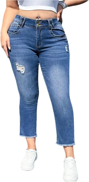 Womens Skinny Jeans High Waisted Cropped Jeans Stretchy Boyfriend Tummy Control Jeggings Denim Leggings with Pockets