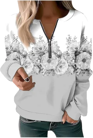 Womens Sweatshirts Quarter Zip Sweatshirts Pullover Casual Zip Up Cute Hoodies 2023 Fall Outfits Athletic Tops