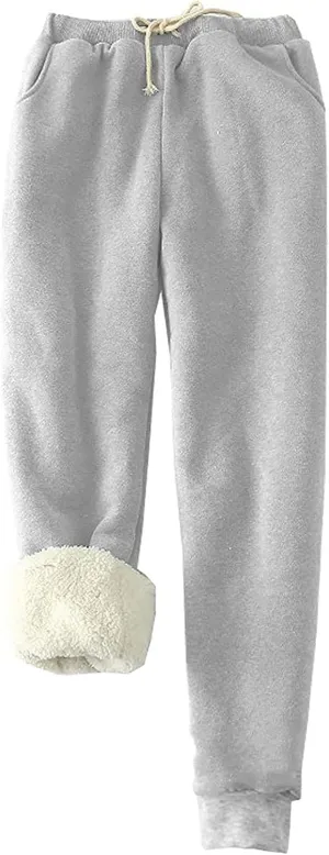 Women's Warm Sherpa Lined Pants Fleece Jogger Pants Thick Sweatpants Drawstring Trousers Athletic Joggers Winter Pants