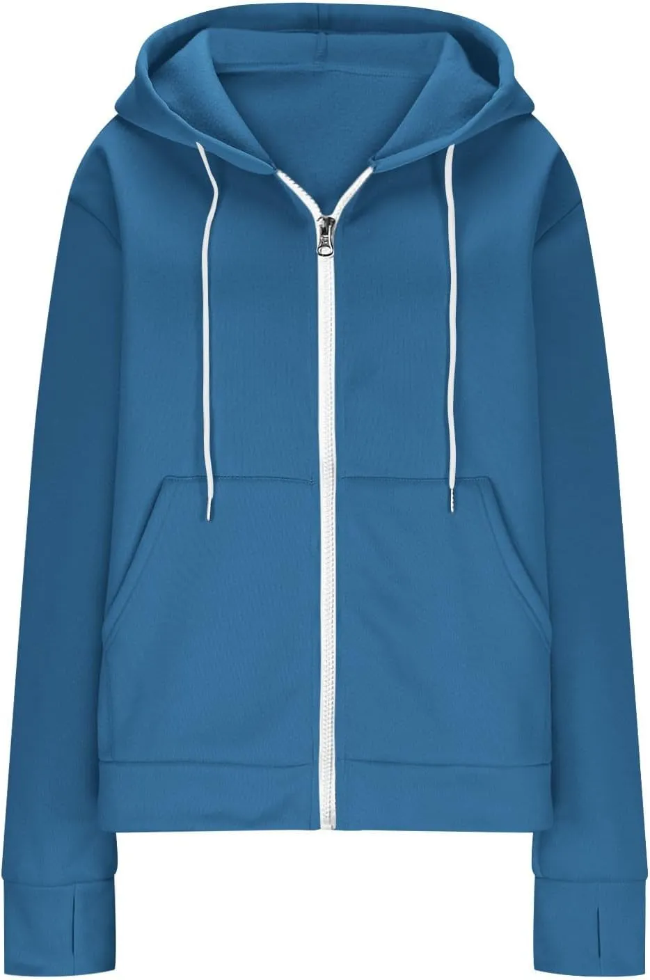 Womens Zip Up Hoodie Cropped Sweatshirts Thumb Hole Fleece Jackets Cropped Comfort Fall Loose Outfits Loose Outfits