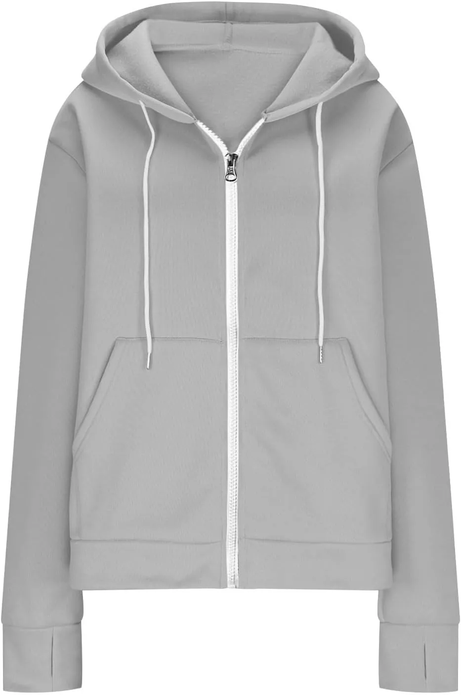Womens Zip Up Hoodie Cropped Sweatshirts Thumb Hole Fleece Jackets Cropped Comfort Fall Loose Outfits Loose Outfits