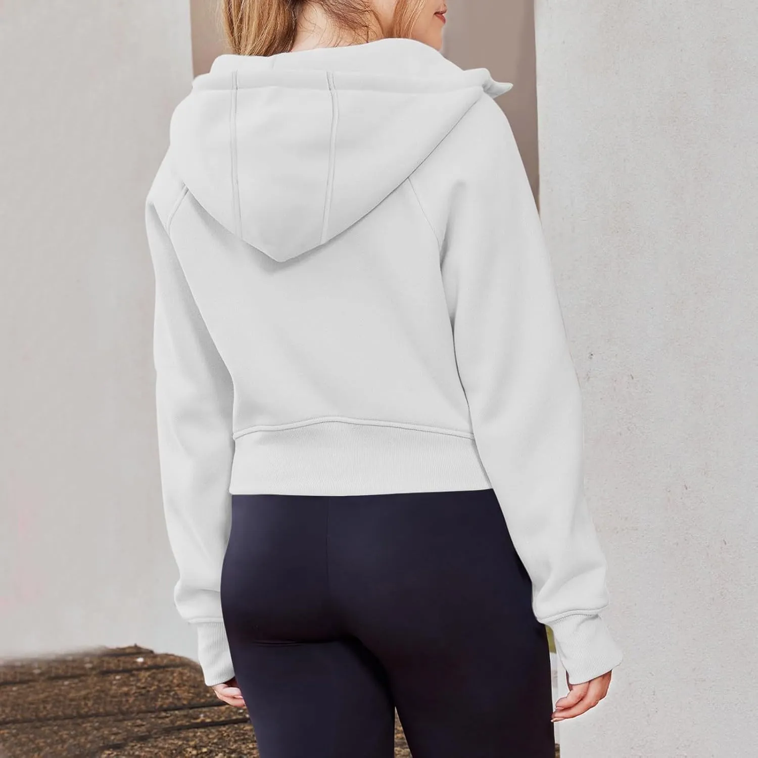 Womens Zip Up Hoodies Cropped Sweatshirts Fleece Jacket Fall Outfits Casual Hooded Y2k Top Winter Clothes 2024