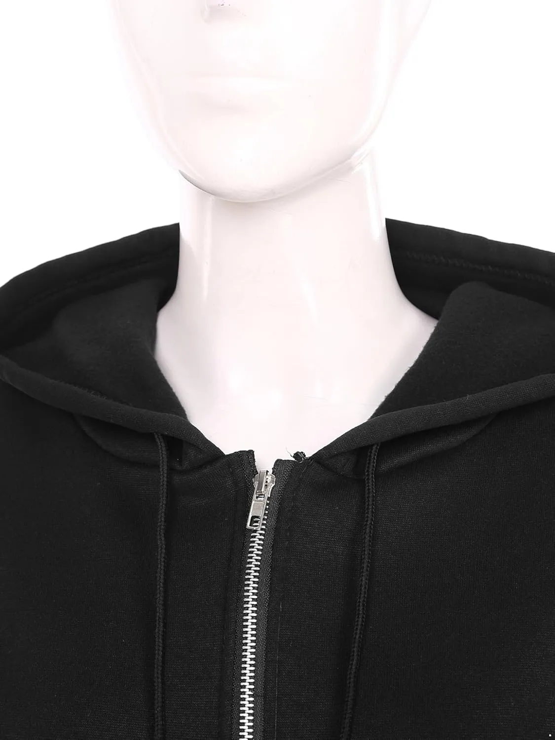 Women's Zip Up Hoodies Fleece-Lined Cropped Long Sleeve Sweatshirts with Pockets Casual Cropped Hoodie