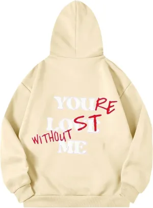 You Love Me Back Letter Print Oversize Hoodies Women Drop Shoulder Long Sleeve Pullover Tops Hooded Fleece Fall Sweatshirts