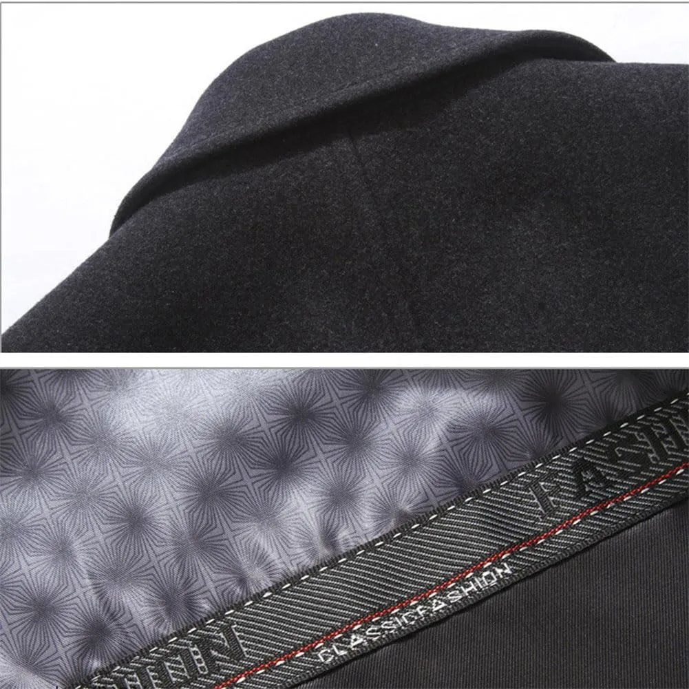 Youllyuu Men's Wool Blend Business Jackets Coat Zipper Woolen Peacoats Solid Lapel Overcoats