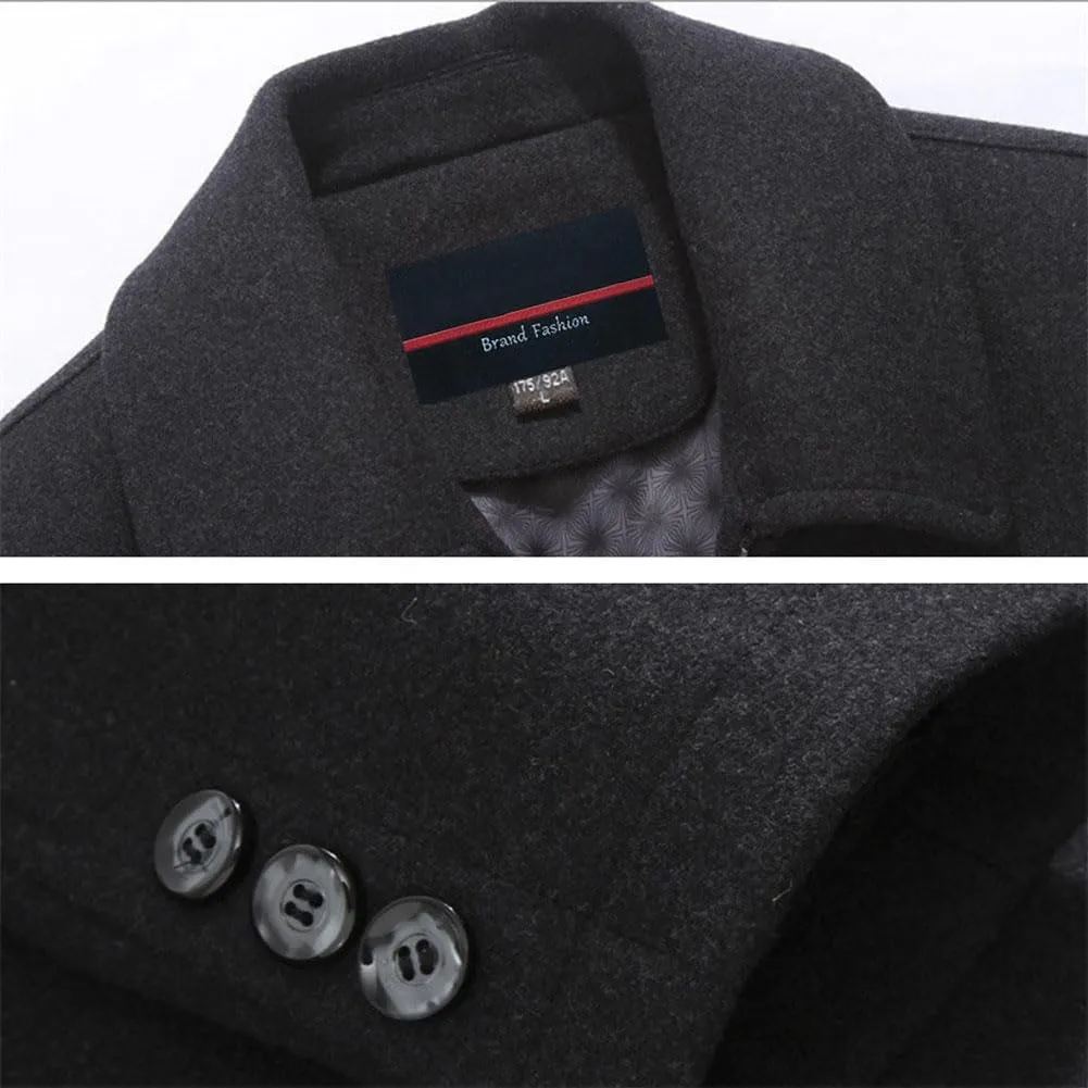 Youllyuu Men's Wool Blend Business Jackets Coat Zipper Woolen Peacoats Solid Lapel Overcoats
