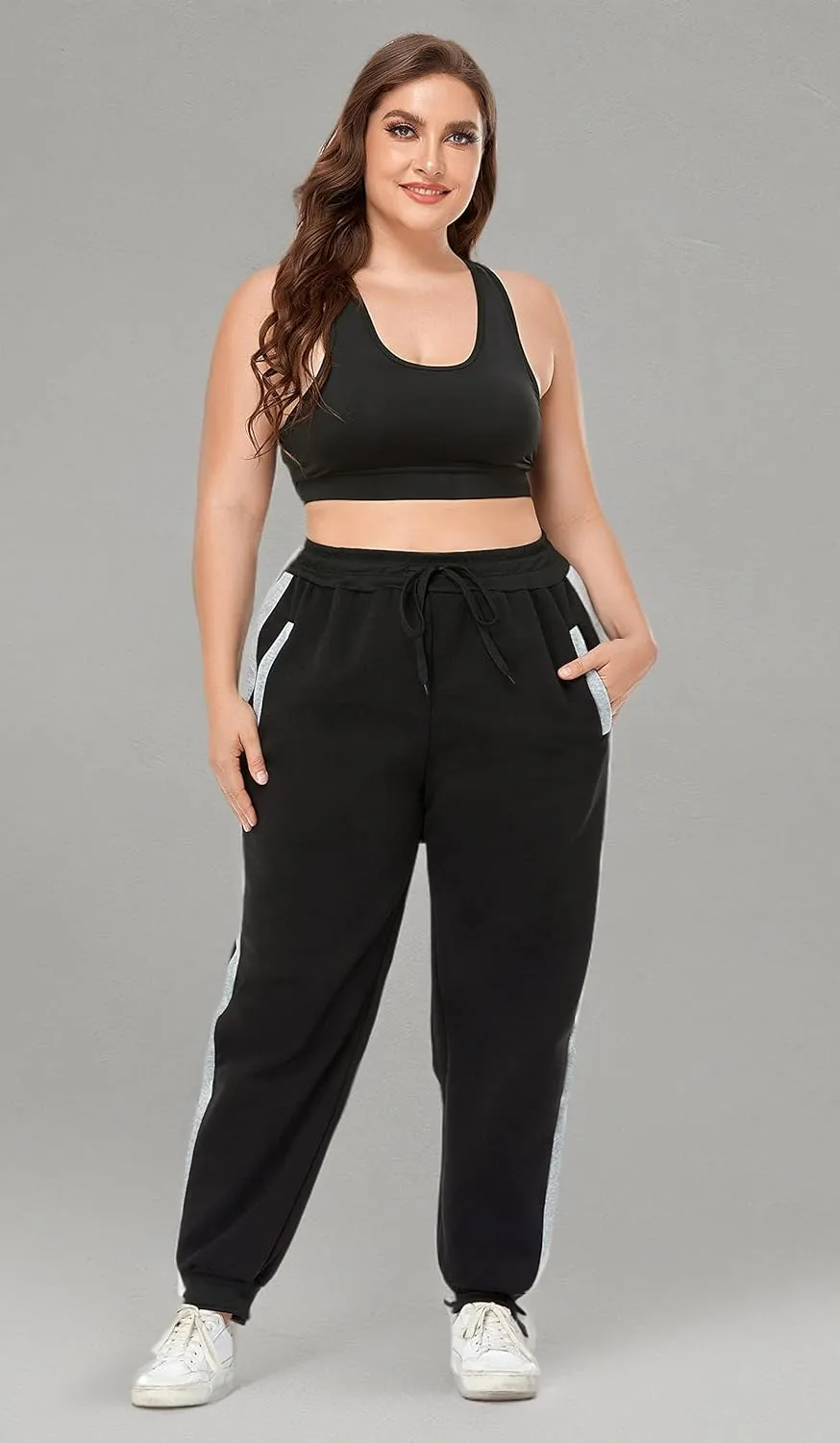ZERDOCEAN Women's Plus Size Fleece Lined Sweatpants Warm Fleece Joggers Pants Active Track Pant with Pockets