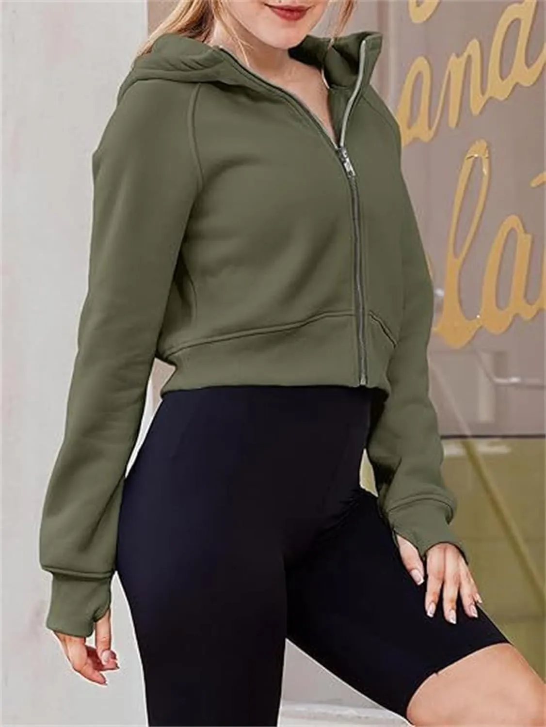 Zip Up Hoodies for Women Fleece Cropped Crew Neck Sweatshirts, Womens Cropped Zip Up Hoodies Fleece Sweatshirts